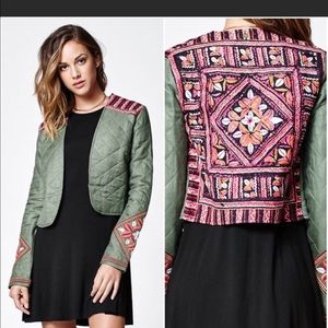 Billabong Green Embroidered Printed Boho Jacket